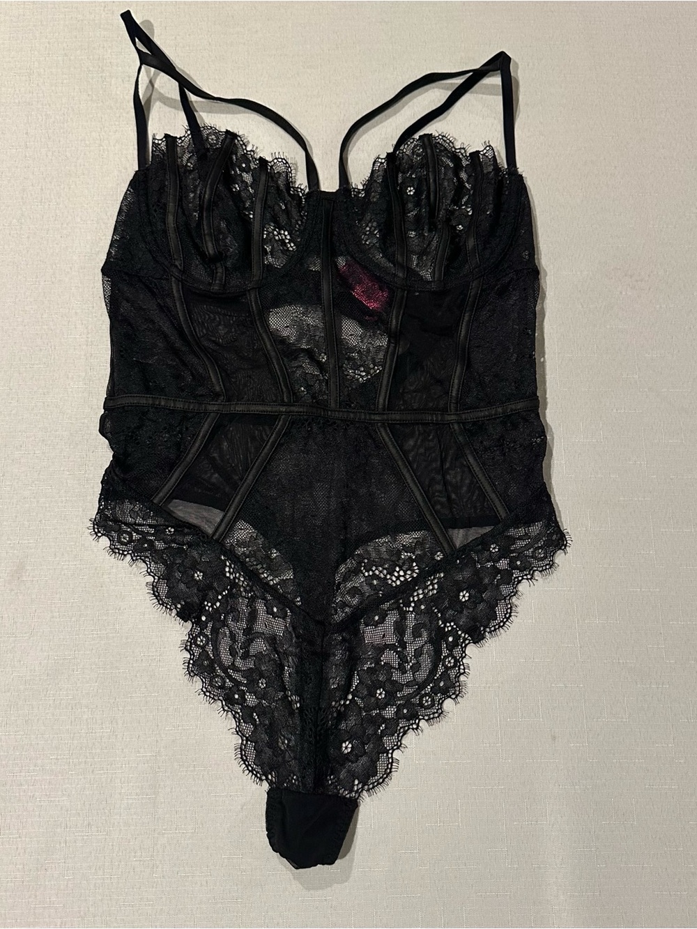 La Senza Black Lace Mesh Teddy Bodysuit M
